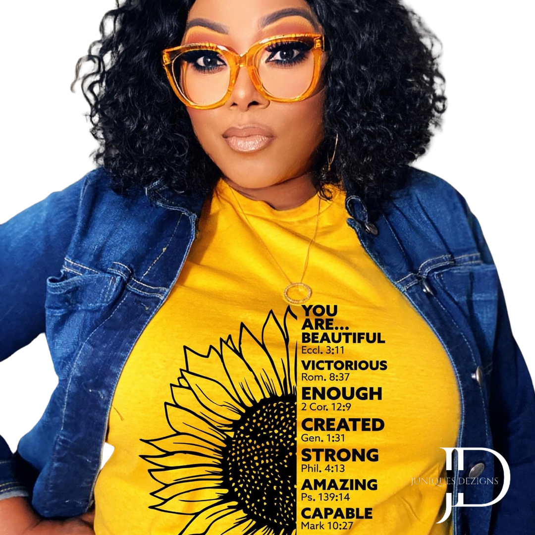 Sunflower with Affirmation Scripture Hoodie