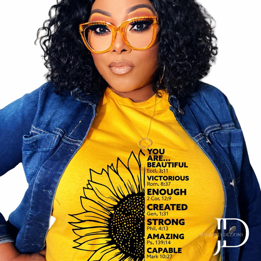 Sunflower with Affirmation Scripture Hoodie