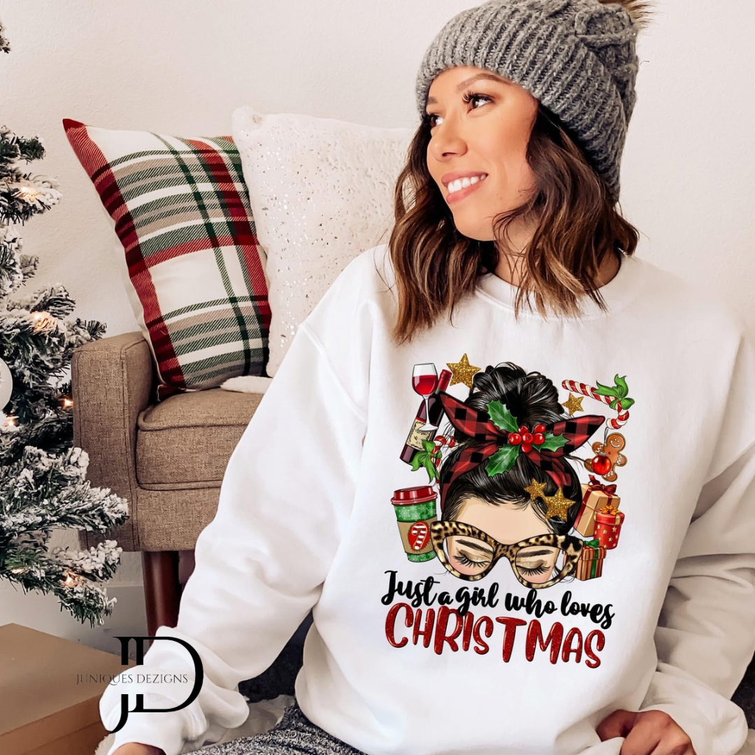 Messy Bun Christmas Girl Crewneck Sweatshirt