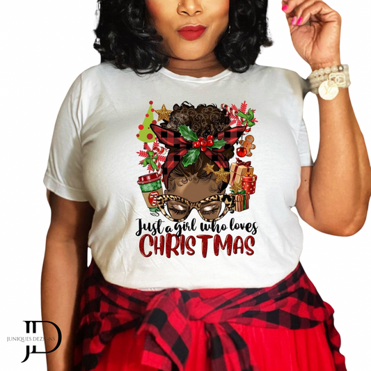 Just a Girl who loves Christmas (Afro) T-Shirt